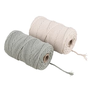 Makrame tråd - Beige & lys grønn, 2,2 mm, 2x70 m