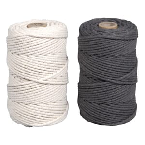 Makrame tråd - Beige & grå, 2,2 mm, 2x70 m