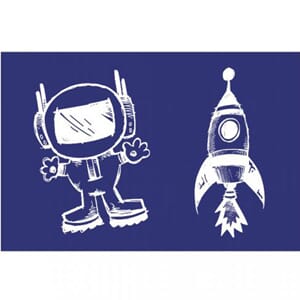 Stensil -Astronaut + Rocket, str A5, 1/Pkg