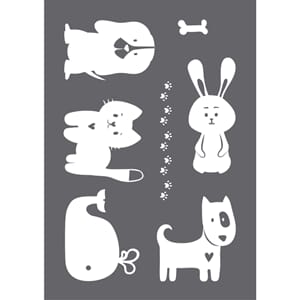 Stencil Happy Animals motive, A4, 1/Pkg
