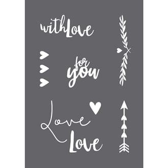 Stencil - With love motive, A5, 1/Pkg