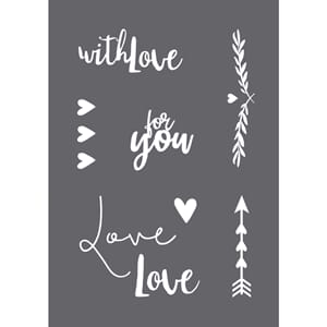 Stencil - With love motive, A5, 1/Pkg