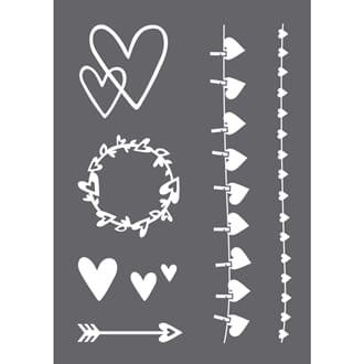 Stencil - Hearts motive, A4, 1/Pkg