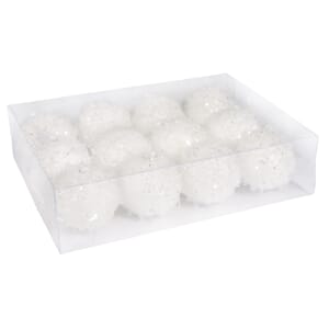 Snøballer m/glitter, str 25 mm, 12/Pkg