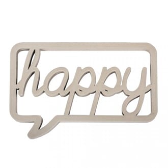 Tredekor - Happy tekst, str 10x7x1 cm, 1 stk
