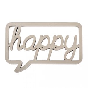 Tredekor - Happy tekst, str 10x7x1 cm, 1 stk