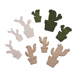 Tredekor - Kaktus i ass. Farger, 18 stk