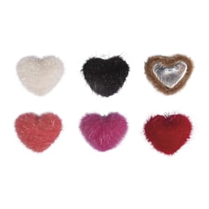Fluffy hearts - 6 farger, str 1.7 cm, 24 stk
