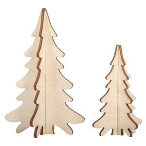 Tredekor - Stående juletrær, str 9.2x14-6.7x10 cm, 2/Pkg