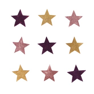 Tredekor - Stjerner, rosa/lilla/gull, str 33 mm