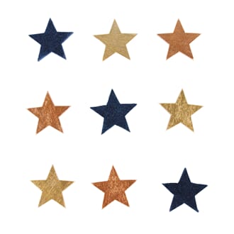 Tredekor - Stjerner, blå/kobber/gull, str 33 mm