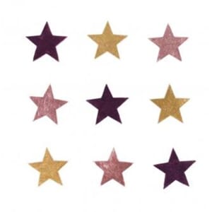 Tredekor - Stjerner, rød/rosa/gull, str 33 mm