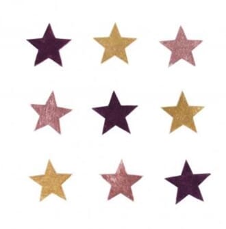 Tredekor - Stjerner, rød/rosa/gull, str 33 mm