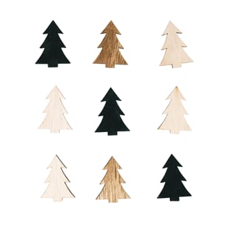 Tredekor - Grantrær, sort/hvit,trefarget, str 3x4 cm