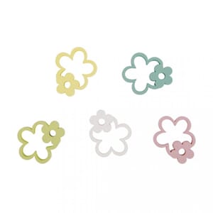 Tredekor - Dbl blomster, pastell, str 2,9x2,4 cm