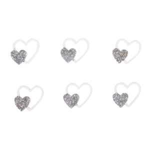 Tredekor - Dbl hjerter i sølv, str 2,6x2,3 cm