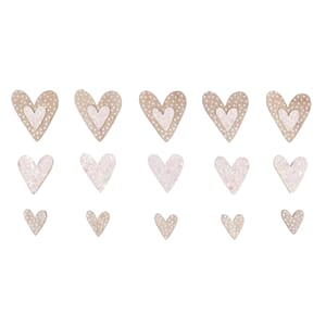 Tredekor - Glitter hjerter, Hvit, str 5,7 cm
