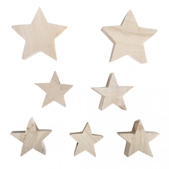 Tredekor - Stjerne, str 2x H:8cm, 3x H:6cm, 5 stk