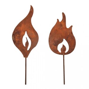 Rusten metallpynt - Flammer, str 13+15cm, 2 stk