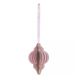 Ornament - Rosa m/gull, 6x10 cm, 1 stk