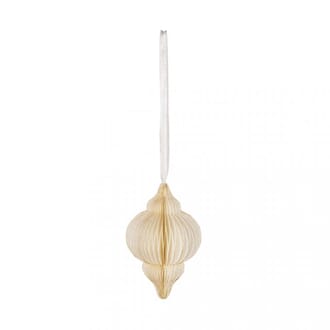 Ornament - Hvit m/gull, 6x10 cm, 1 stk