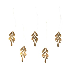 Metallpynt - Blad i gull, str 2,5x15cm, 5/Pkg