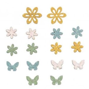 Tredekor - Blomster og sommerfugler, str 2,3x4 cm, 16/Pkg