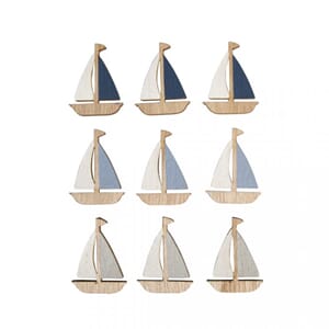 Tredekor - Små Seilbåter, str 3x4 cm, 9 stk