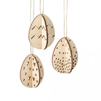 Påskeegg - 3D i lyst tre, 3 stk