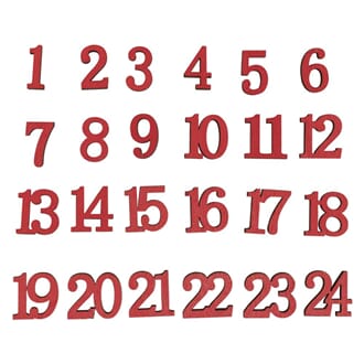 Adventskalender tall - Røde, str 20 mm, 24 stk