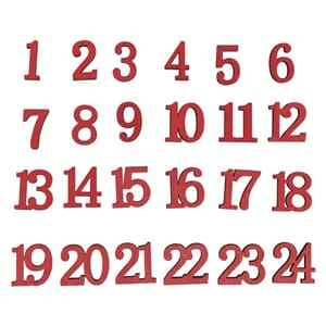 Adventskalender tall - Røde, str 20 mm, 24 stk