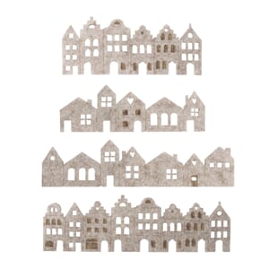 Dekor - Hus av fil, str 3,4-4,2cm, 4 stk