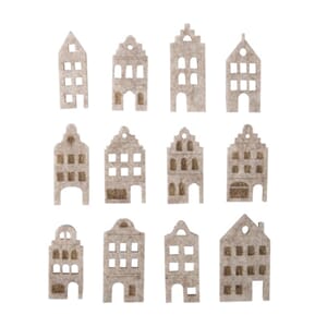 Dekor - Hus av fil, str 3,5-4,2cm, 12 stk