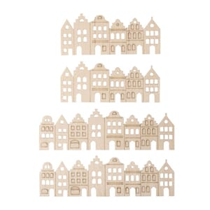 Tredekor- Husrekke, str 2x10,2x4,2+13,8x4,2cm, 4 stk