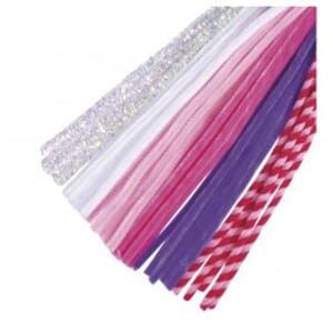 Piperensere - Rosa glitter miks, str 0,9x30 mm, 5 stk