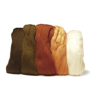Merino ull - Brune farger, superfin, 5 farger