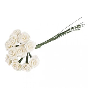 Satin roser - Hvite, str 12 mm ø, 12 stk