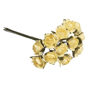 Papirblomster - Gule roser, str 15 mm, 12 stk