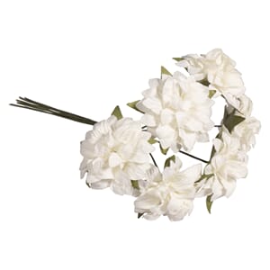Papirblomster - Hvite blomster, str 30 mm, 6 stk