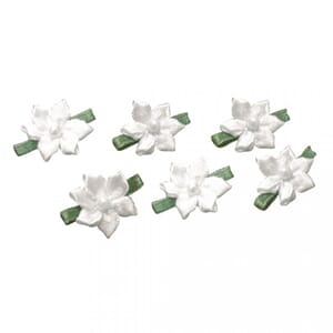 Dekor - Blomst med perle 2 cm, white, 8 stk