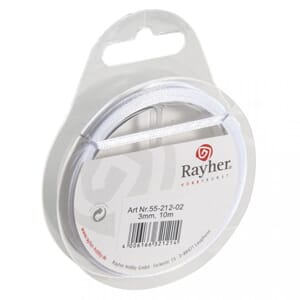 Sateng bånd 3mm - Hvit, 10 meter