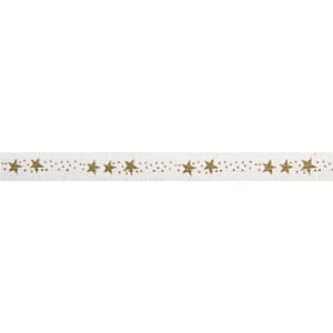 Dekorbånd med gull stjerner, bredde 15 mm