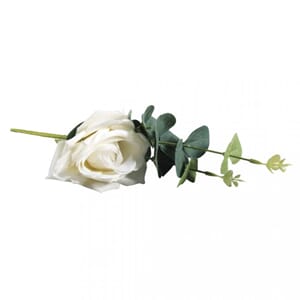 Kunstige blomster - Eukalyptus & rose, white, str 28cm