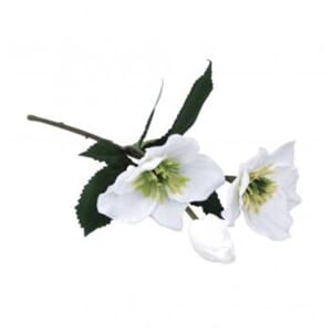 Kunstige blomster - Julerose, hvit, str 34 cm, 1 stilk