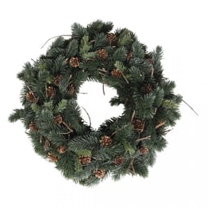 Julekrans pyntet med kongler, str 40 cm