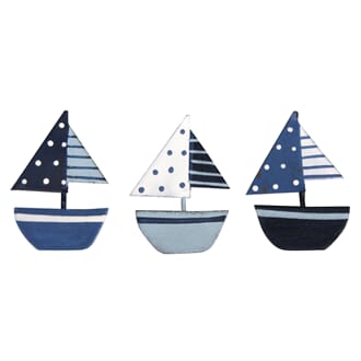 Maritim dekor - Båter i metall, str 3.5cm, 3 design, 6 stk