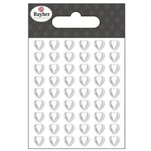 Halvperler - hjerter, white, 6mm