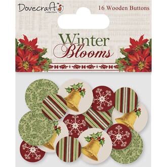 Dovecraft: Winter Blooms Wooden buttons, 16/Pkg