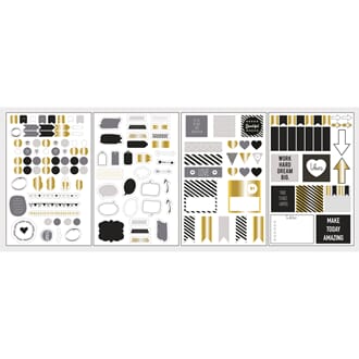 Planner stickers - Glam, symboler og ord, 4 ark
