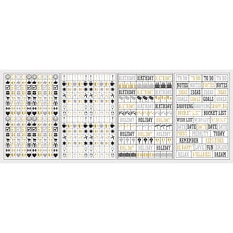 Planner stickers - Glam, symboler og ord, 4 ark